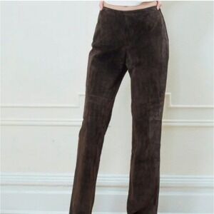 Vintage Margaret Godfrey High Waist Straight Leg 100% Suede Black Pants Size 8